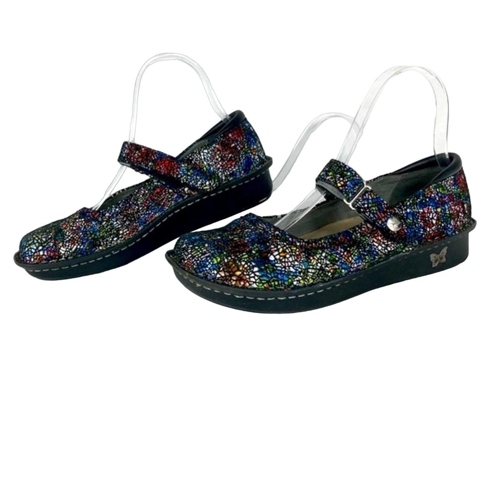 Alegria Belle Cathedral Crinkle Mary Janes Nursing Clogs Mules Sz 37 / 7-7.5